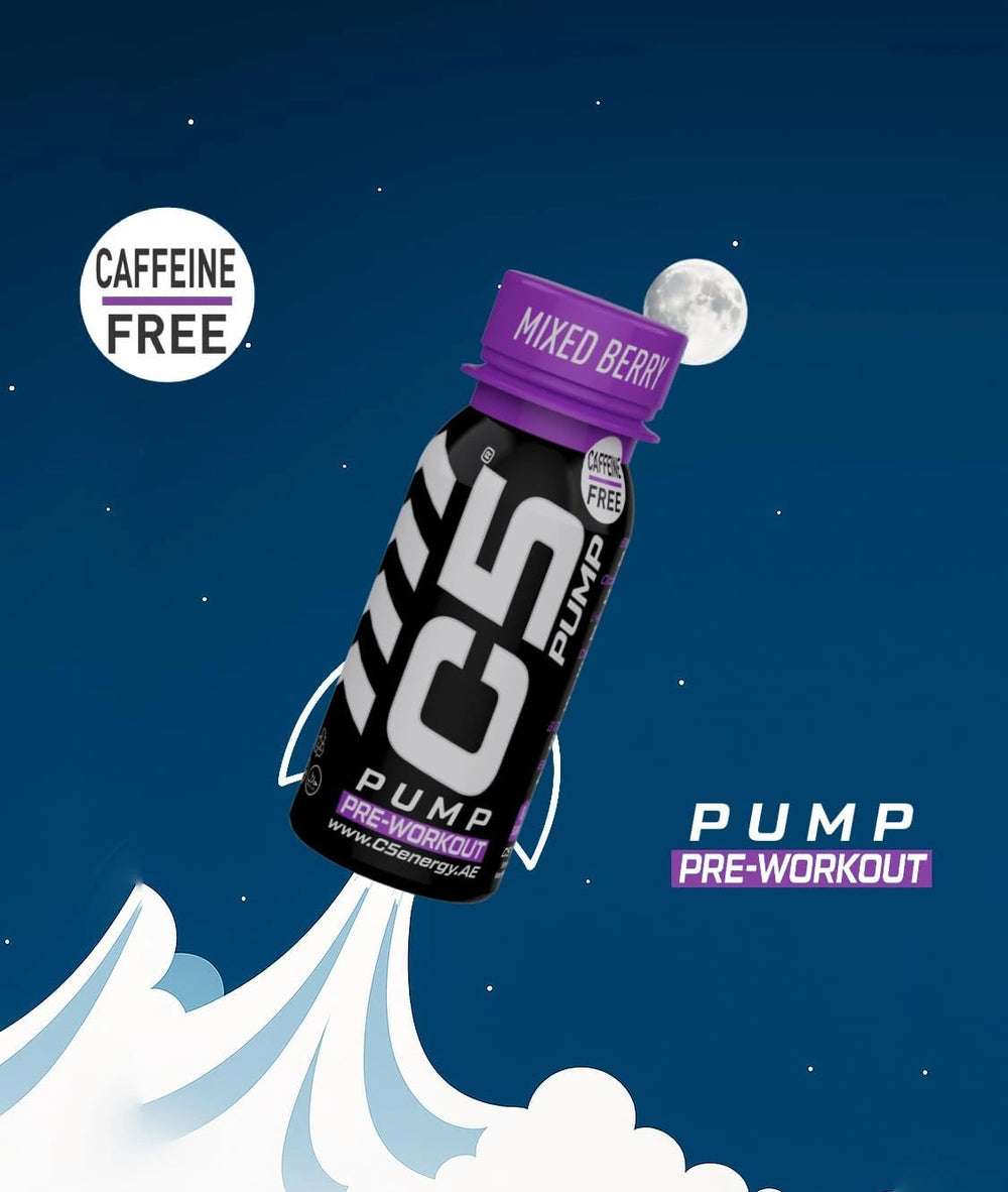 C5 PUMP Shot Pre-Workout, Caffeine-Free (Pack of 12, Mixed Berry)