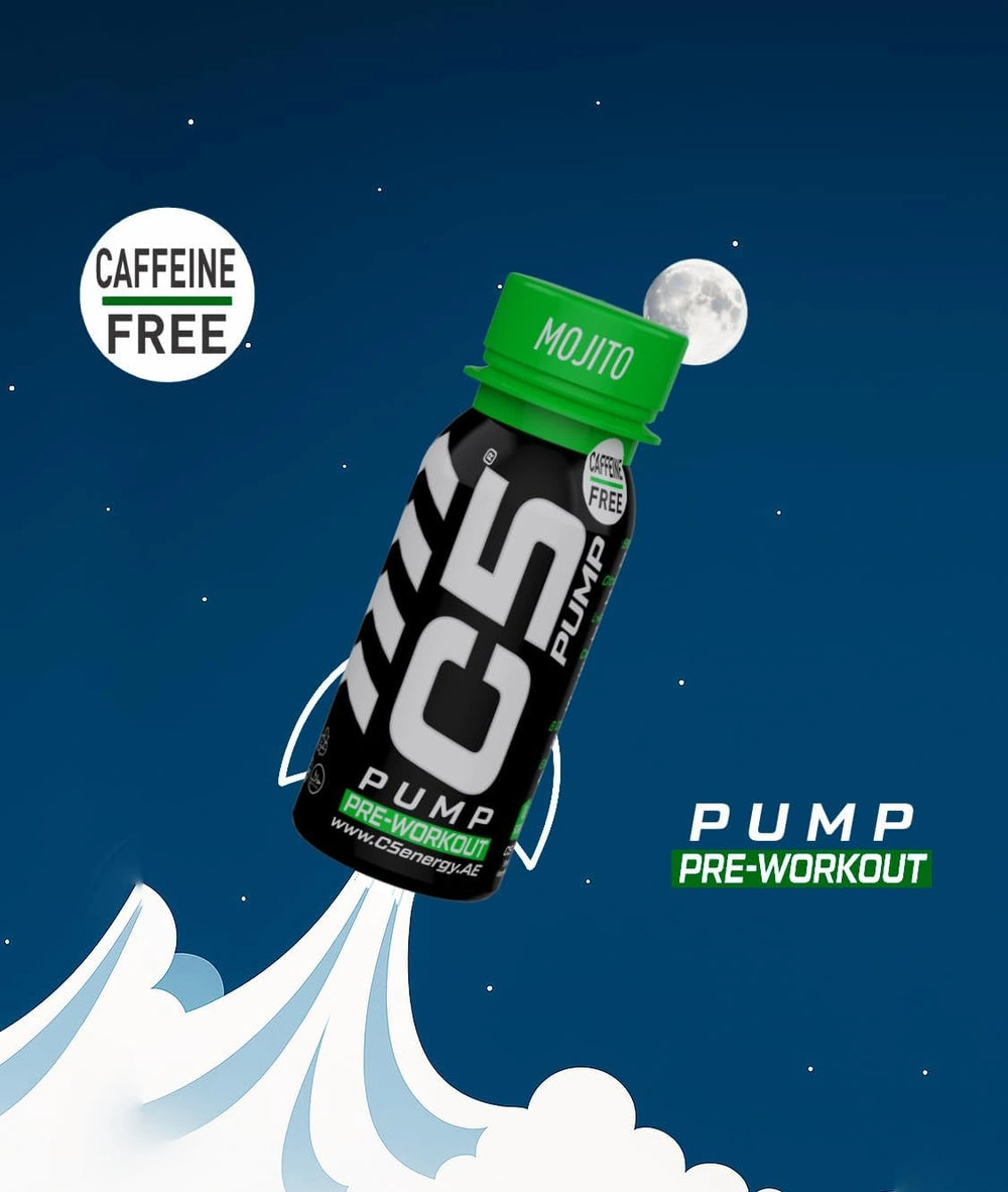C5 PUMP Shot Pre-Workout, Caffeine-Free (Pack of 12, Mojito)