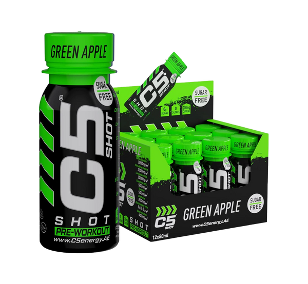 C5 SHOT Pre-Workout Drink | 80ml Liquid Shot | 200mg Caffeine - Green Apple
