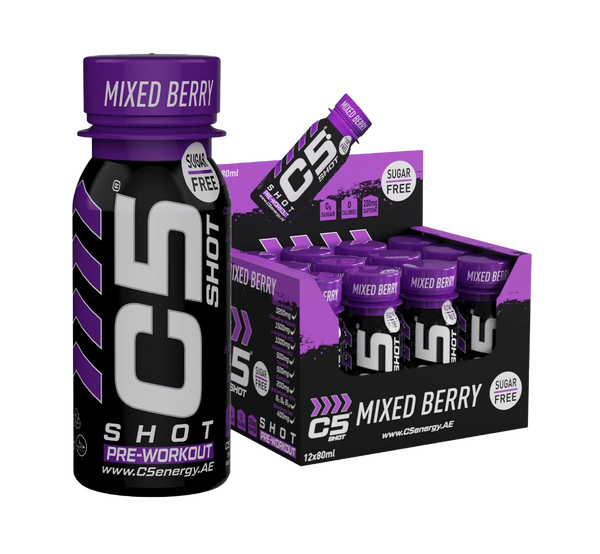C5 SHOT Pre-Workout Drink | 80ml Liquid Shot | 200mg Caffeine - Mixed Berry