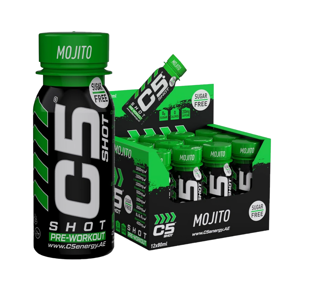 C5 SHOT Pre-Workout Drink | 80ml Liquid Energy Shot | 200mg Caffeine - Mojito - Ultramade