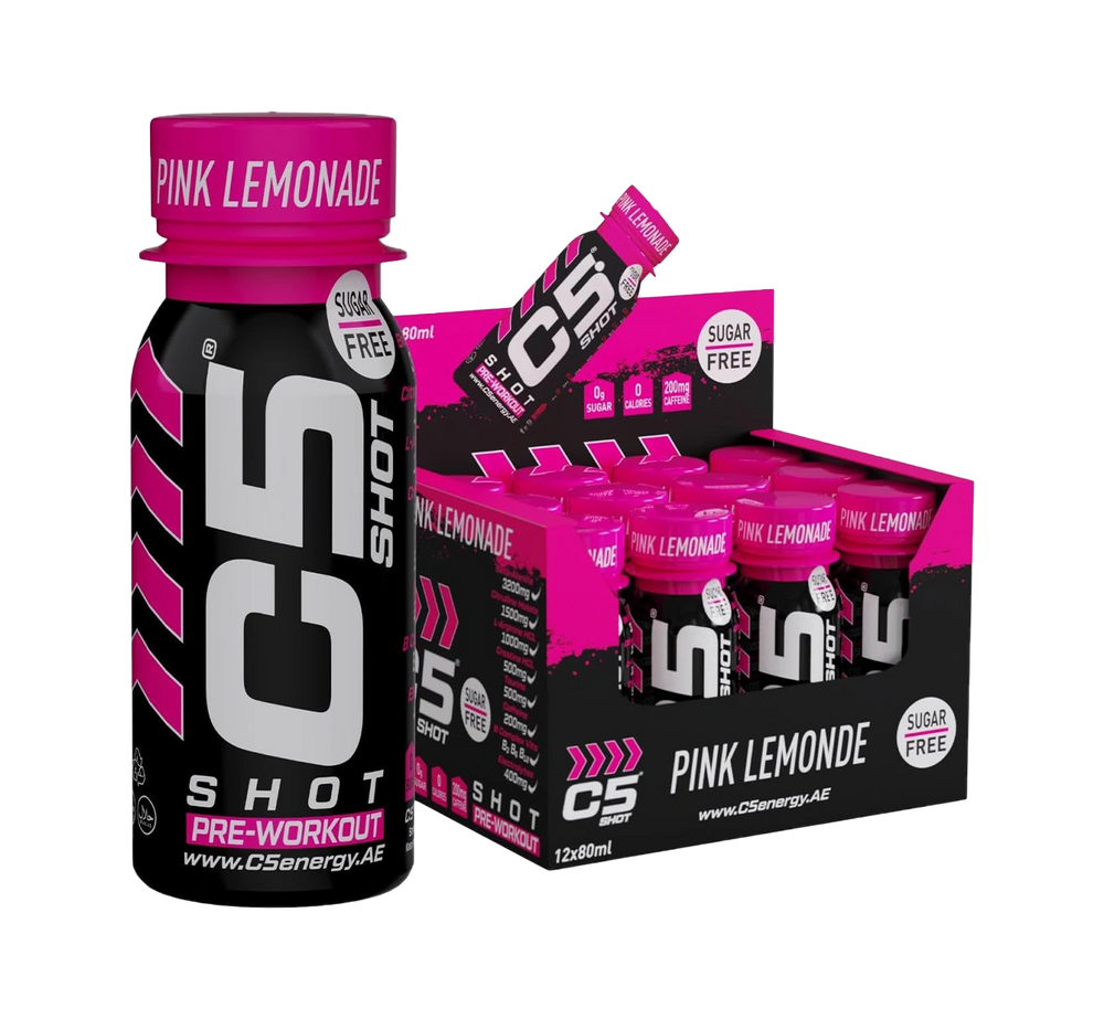 C5 SHOT Pre-Workout Drink | 80ml Liquid Shot | 200mg Caffeine -Pink Lemonade
