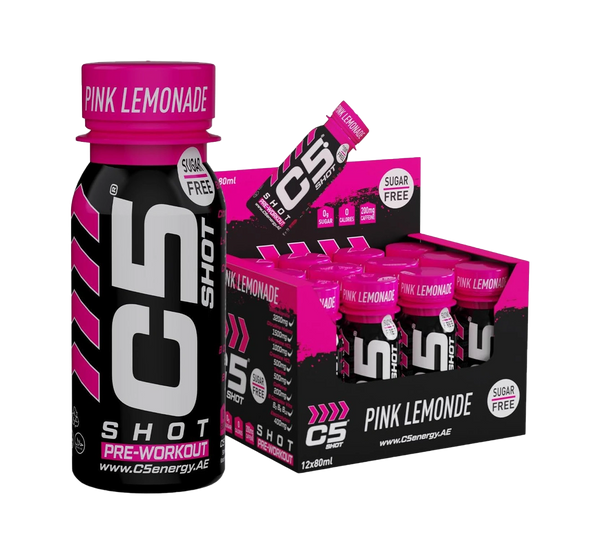 C5 SHOT Pre-Workout Drink | 80ml Liquid Shot | 200mg Caffeine -Pink Lemonade