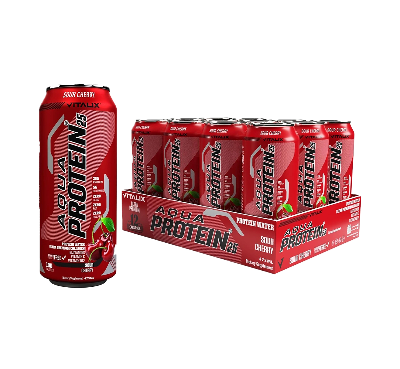 VITALIX Aqua Protein 25 Protein Water - Sour Cherry - Ultramade