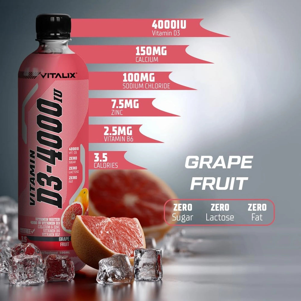 Vitamin D3-4000 Vitamin Water, Zero Sugar - Grapefruit