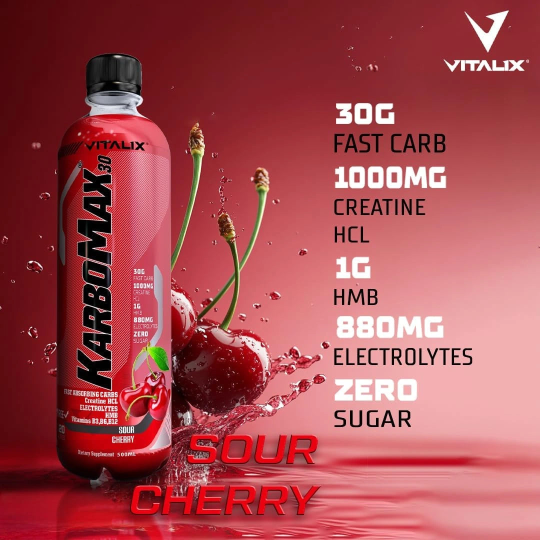 KarboMax 30 - Sour Cherry | Weight Gain Drink | Fast Carb with 30g Carbs - Ultramade