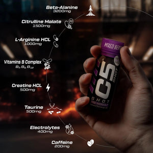 C5 SHOT Pre-Workout Drink | 80ml Liquid Shot | 200mg Caffeine - Mixed Berry