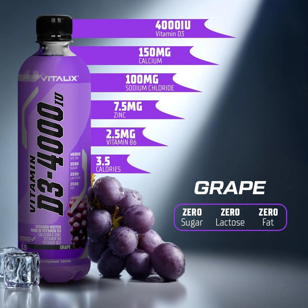 Vitamin D3-4000 Vitamin Water, Zero Sugar - Grape