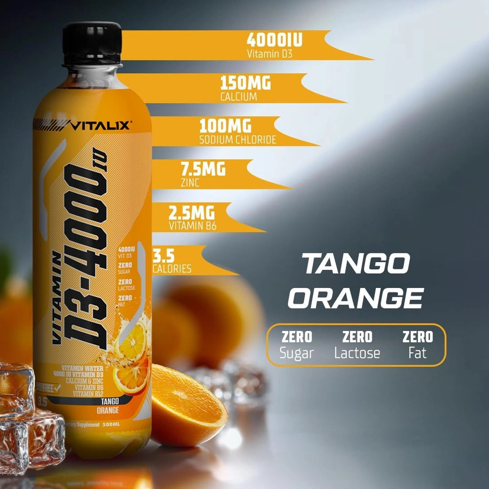 Vitamin D3-4000 Vitamin Water, Zero Sugar - Tango Orange