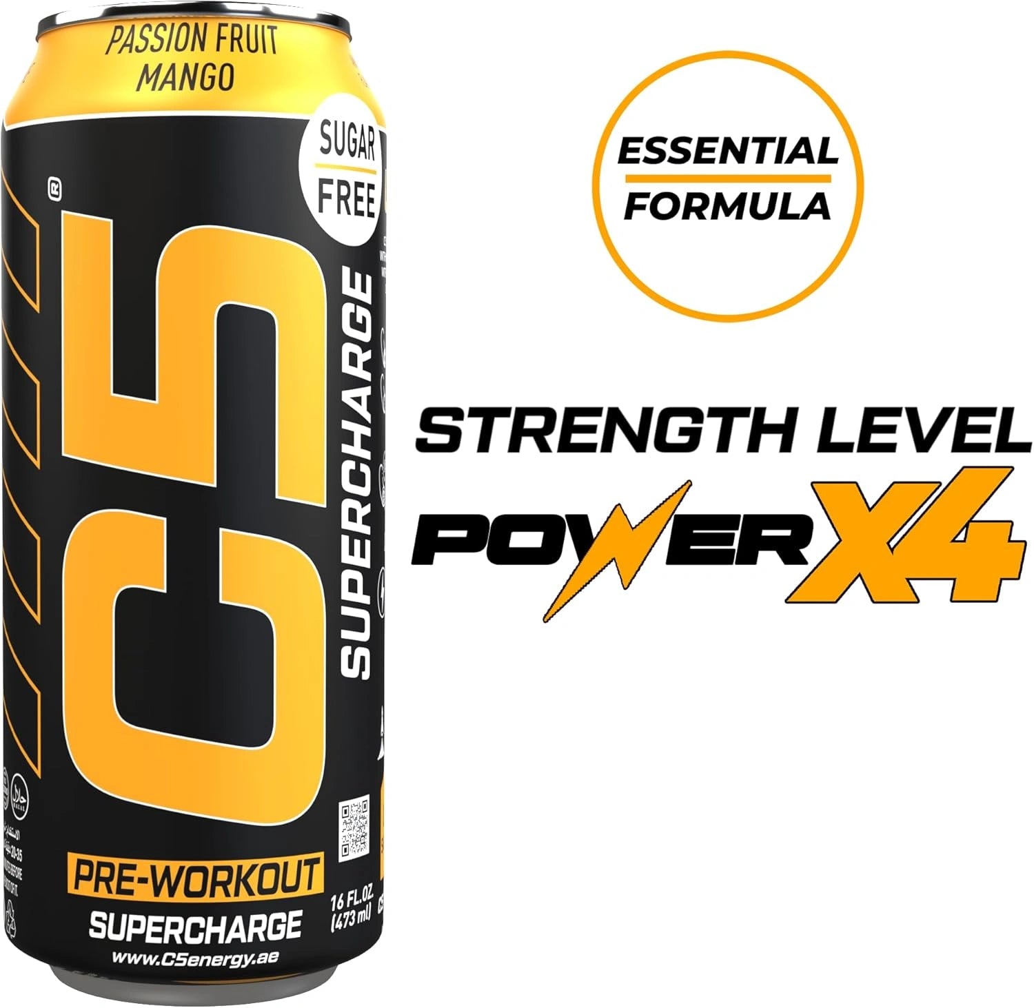C5 Energy Drink Supercharge Passion Fruit Mango Pre Workout - Ultramade