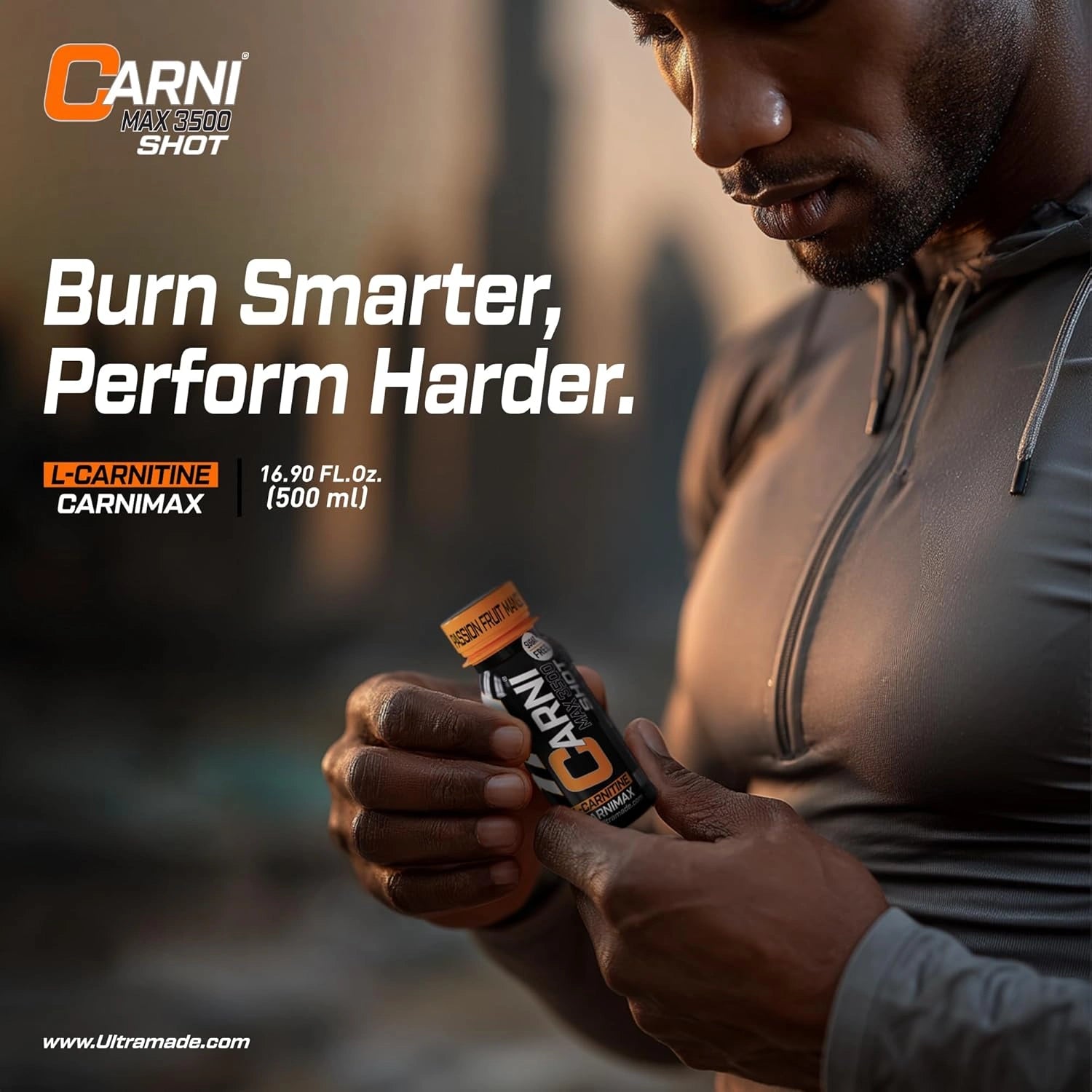 Carni Shot L-Carnitine Sugar-Free Passion Fruit Mango Pack of 12 - Ultramade