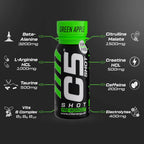 C5 SHOT Pre-Workout Drink | 80ml Liquid Energy Shot | 200mg Caffeine - Green Apple - Ultramade