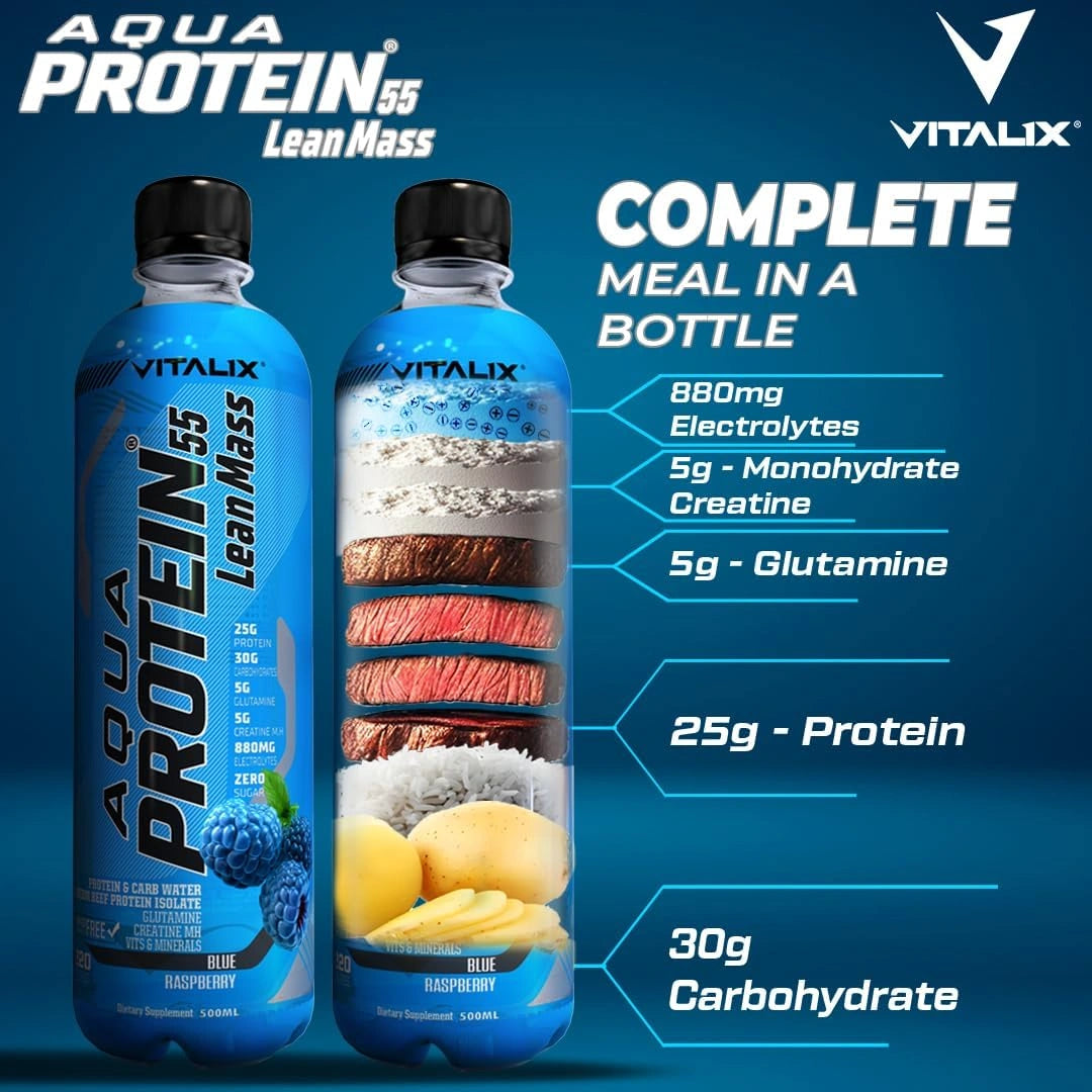 Aqua Protein 55 Lean Mass  Post Workout Drink - Blue Rasspberry - Ultramade
