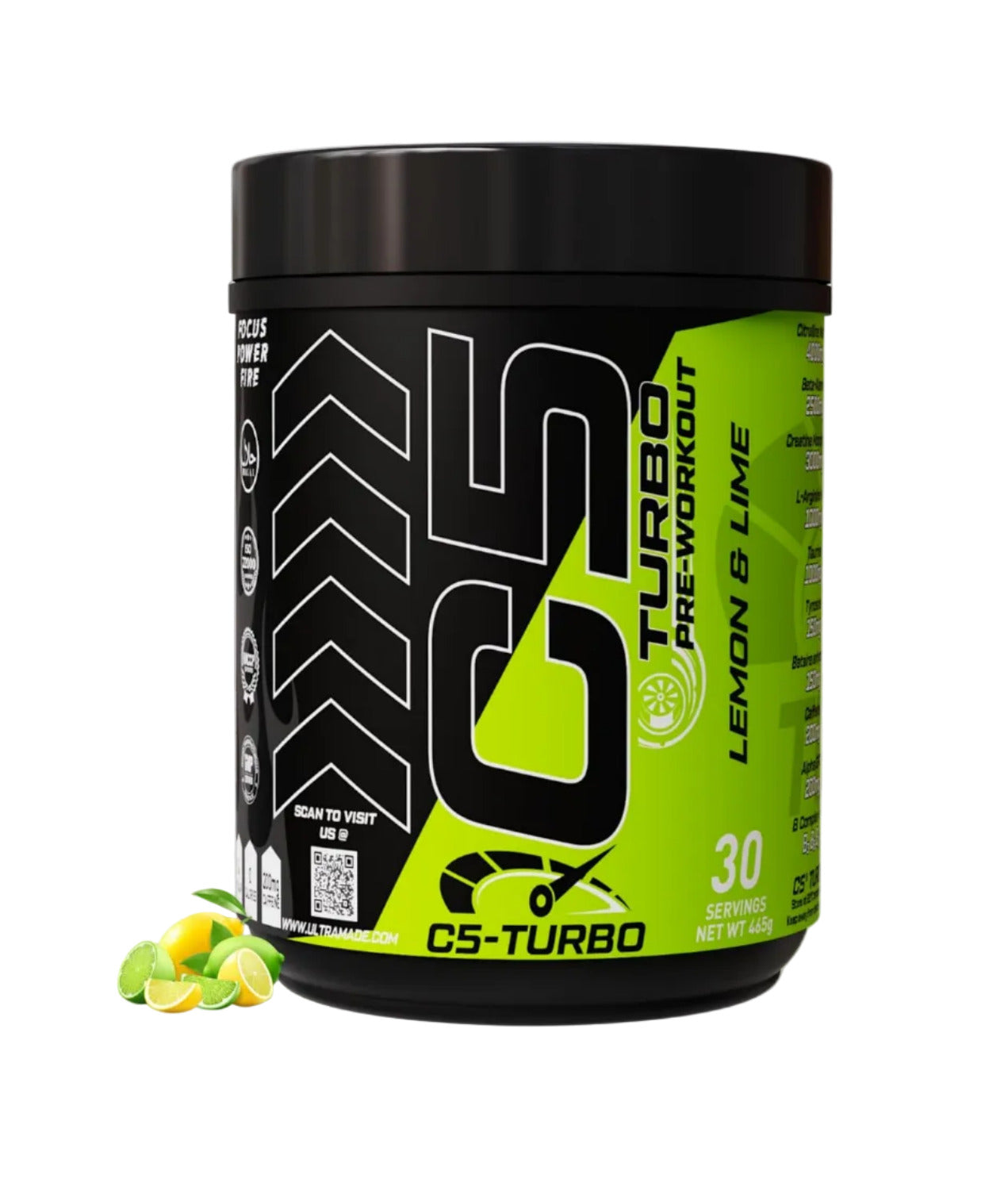 C5 Turbo Pre-Workout Powder –Lemon & Lime - Focus, Endurance & Performance Support – 30 Servings (Copy) - Ultramade