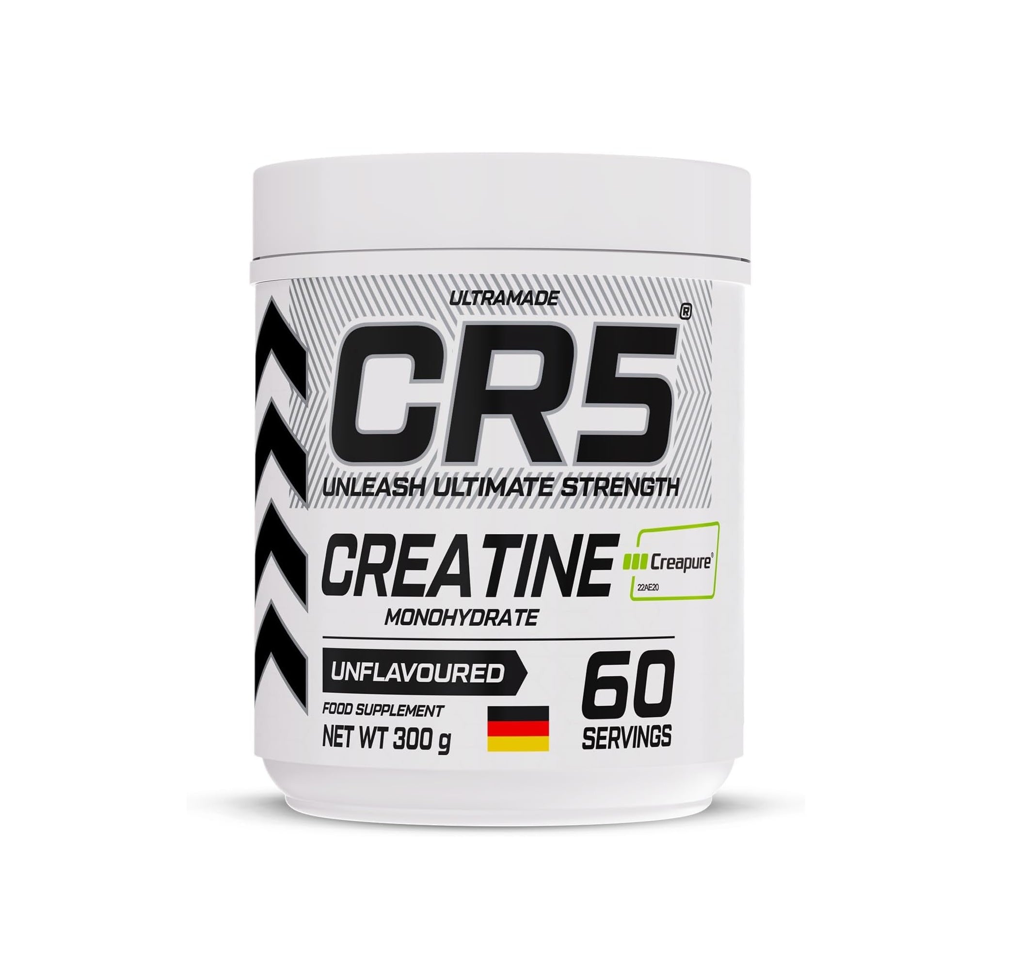 CR5 Creatine Monohydrate Powder – Creapure® Micronized, Unflavoured, 5000mg Per Serving, 60 Servings, 300g – Muscle Strength, Power & Recovery Supplement