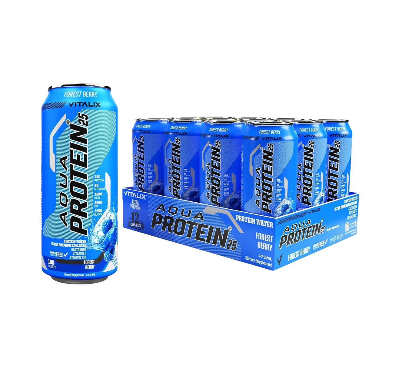 VITALIX Aqua Protein 25 Protein Water - Forrest Berry - Ultramade