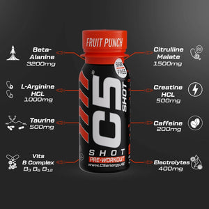C5 SHOT Pre-Workout Drink | 80ml Liquid Shot | 200mg Caffeine - Sour Cherry