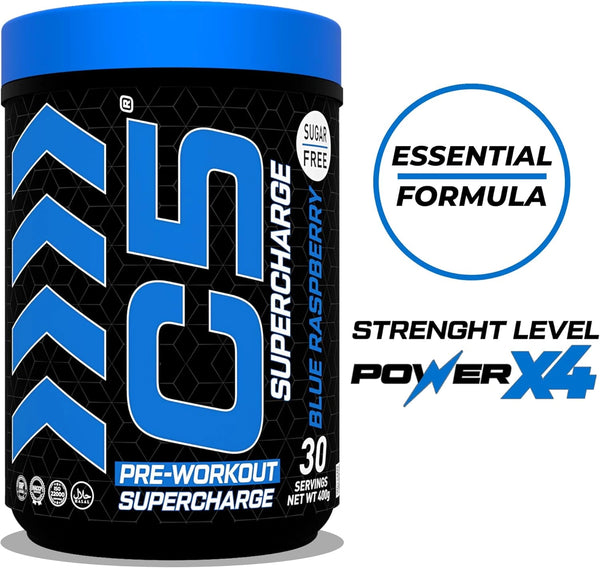 C5 Supercharge Pre Workout Powder Blue Raspberry