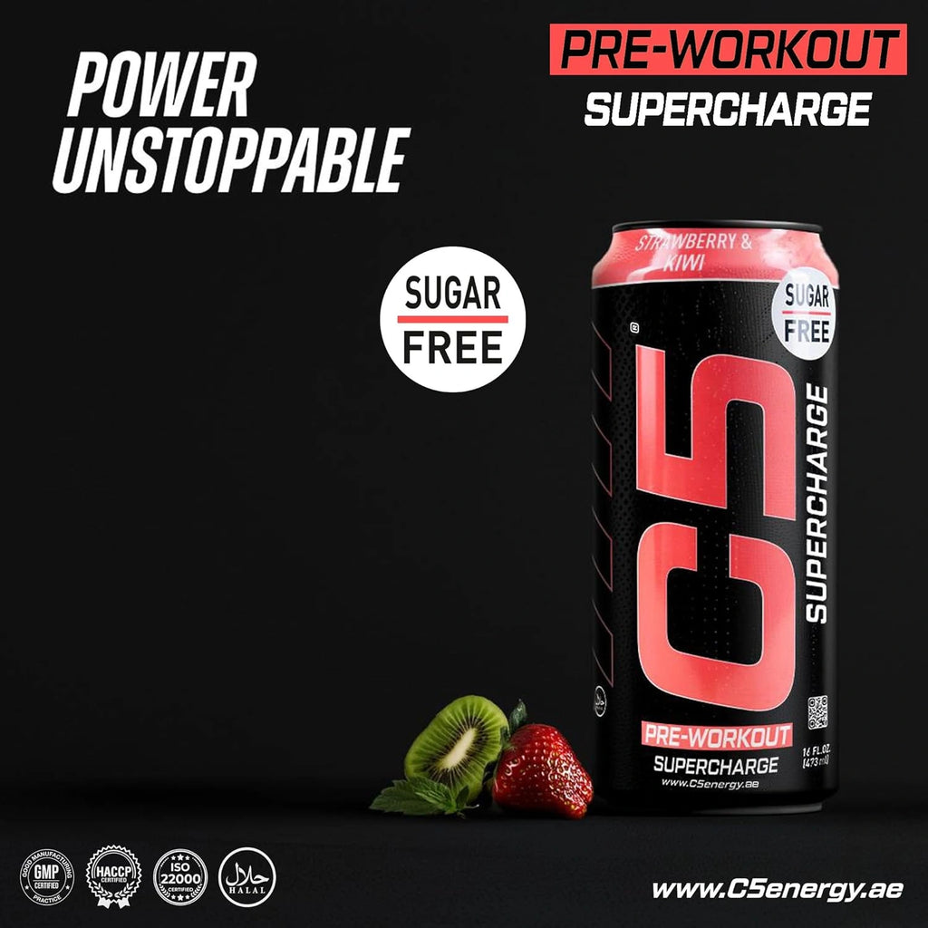 C5 Energy Drink Supercharge Strawberry & Kiwi  Pre Workout - Ultramade