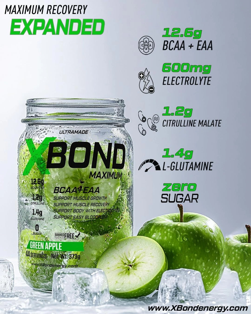 Xbond Powder BCAA + EAA - Green Apple