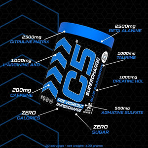 C5 Supercharge Pre Workout Powder Blue Raspberry
