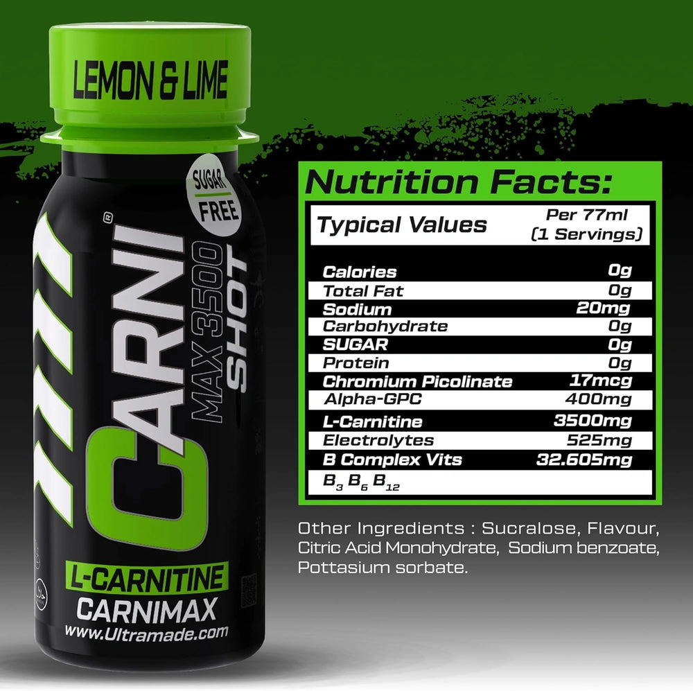 Carni Shot L-Carnitine Sugar-Free Lemon & Lime Pack of 12