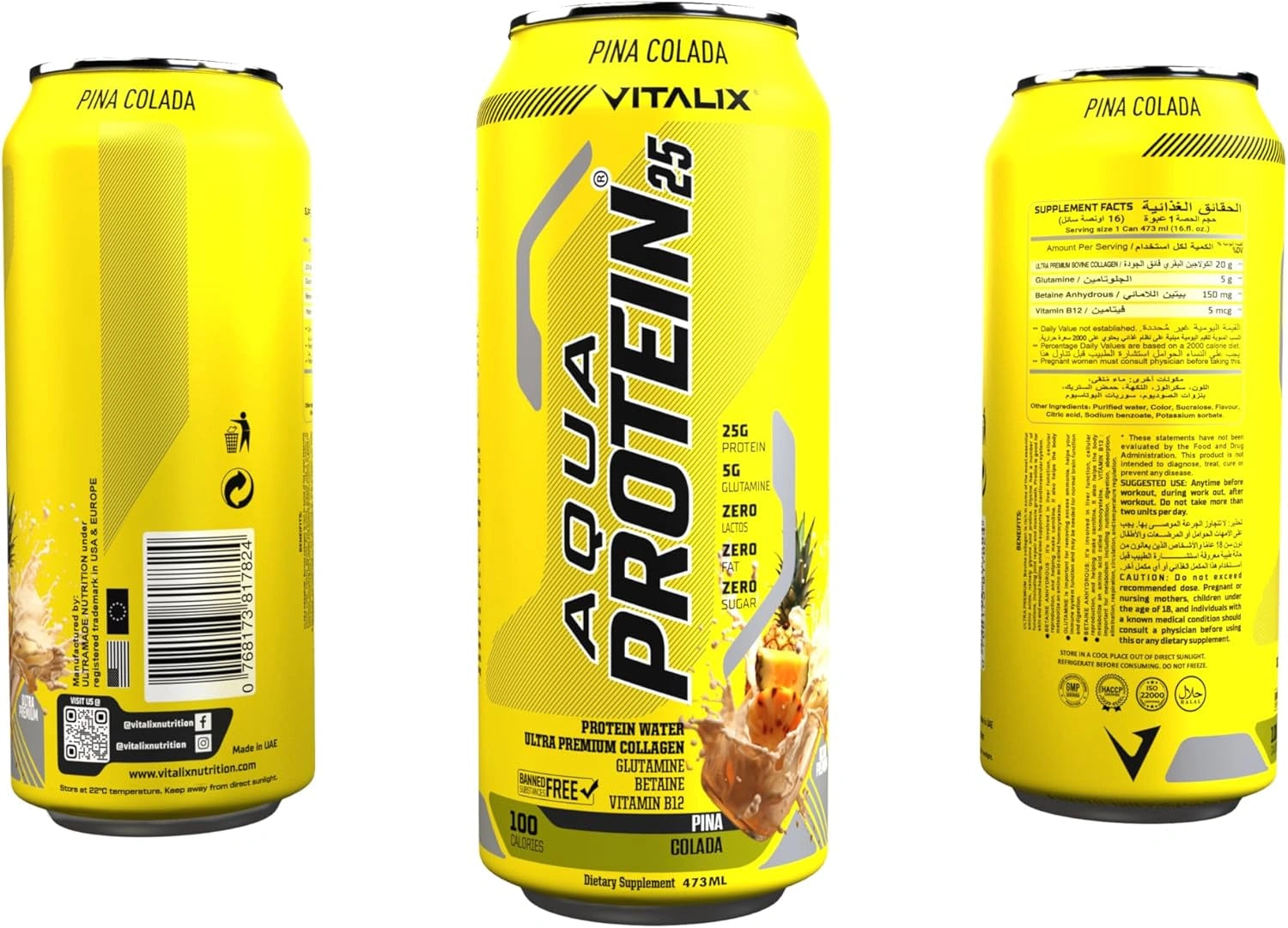 VITALIX Aqua Protein 25 Protein Water - Pina Colada - Ultramade