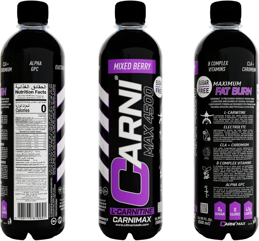 Carnimax L-Carnitine – Mixed Berry – 0g Sugar, 4500mg L-Carnitine