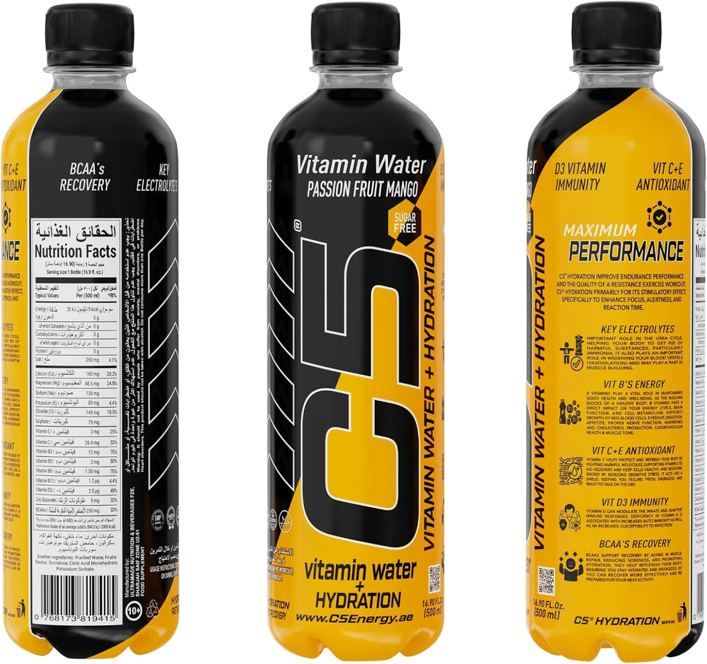 C5 Hydration  Passion Fruit Mango Electrolytes  Vitamin Water- Zero Sugar