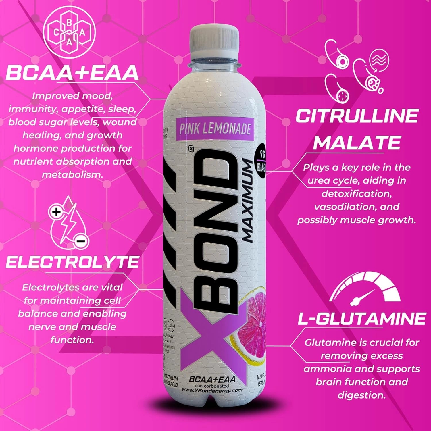 XBOND Drink Non Carbonated BCAA+EAA Pink Lemonade - Ultramade