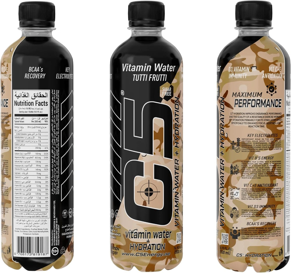C5 Hydration  Tutti Fruity Electrolytes Vitamin Water - Zero Sugar