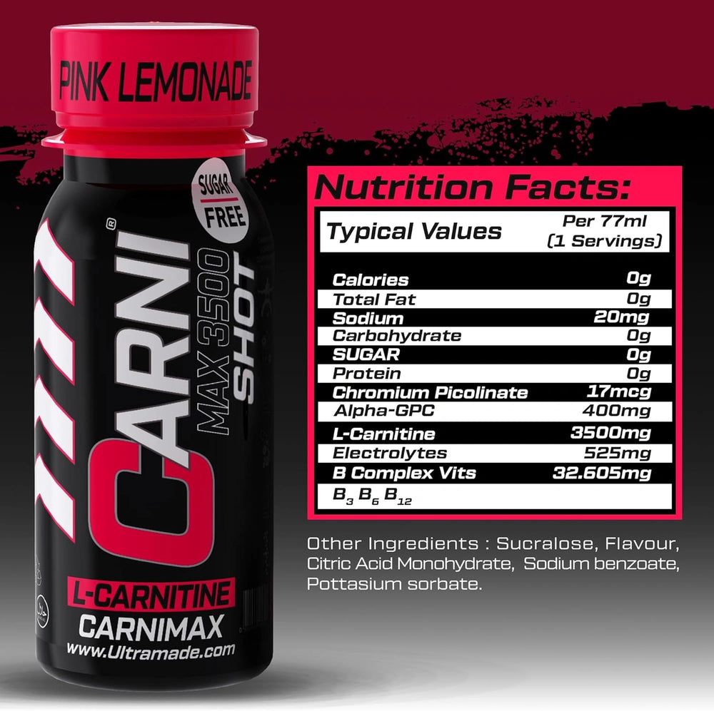 Carni Shot L-Carnitine Sugar-Free Pink Lemonade Pack of 12