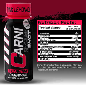 Carni Shot L-Carnitine Sugar-Free Pink Lemonade Pack of 12