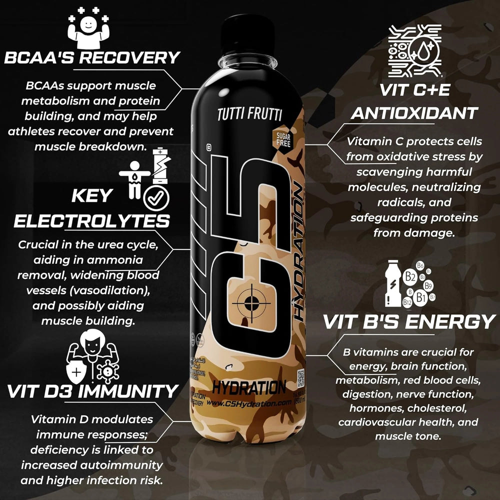 C5 Hydration  Tutti Fruity Electrolytes Vitamin Water - Zero Sugar
