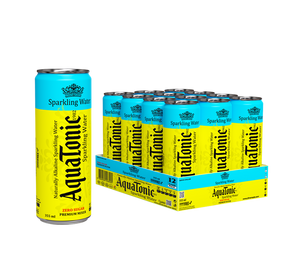 Aquatonic® Zero Sugar Sparkling Water – Naturally Alkaline Premium Mixer, 355ml Slim Can - Pakc of 12