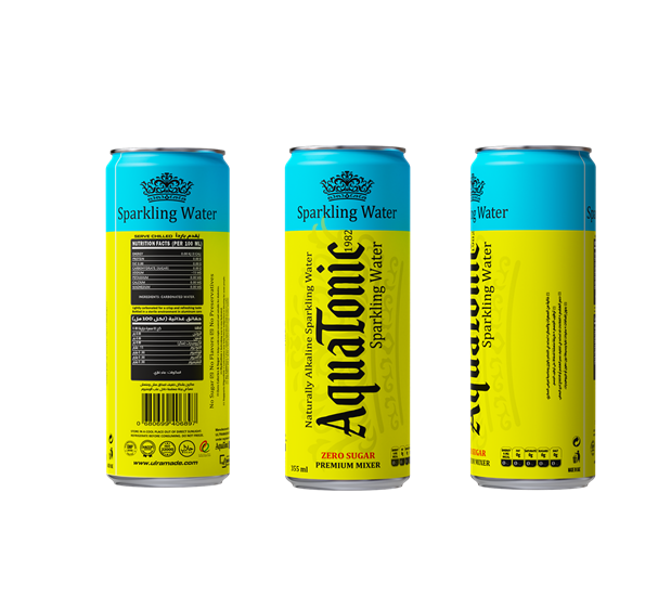 Aquatonic® Zero Sugar Sparkling Water – Naturally Alkaline Premium Mixer, 355ml Slim Can - Pakc of 12