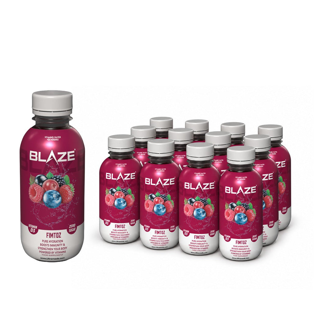 BLAZE Vitamin Water – Fimtoz – Zero Sugar, Vitamin D3 4000IU with Electrolytes – 250ml, pack of 12 - Ultramade UAE