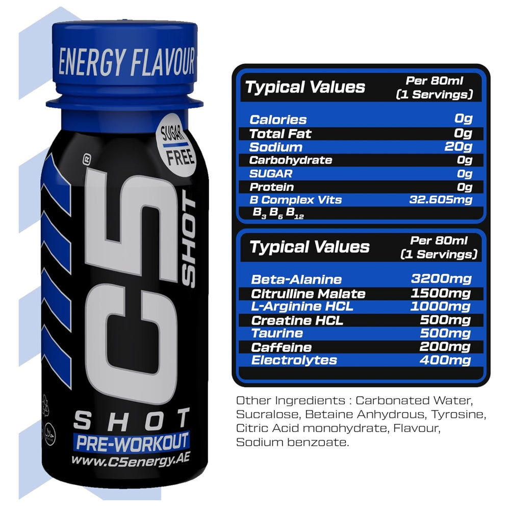 C5 SHOT Pre-Workout Drink | 80ml Liquid Shot | 200mg Caffeine