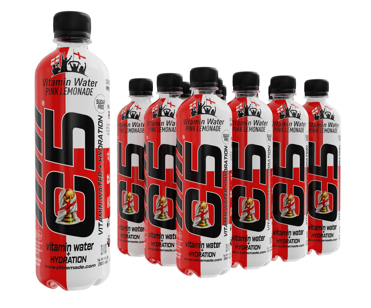C5 Vitamin Water + Hydration Pink Lemonade – World Cup England Edition, Sugar Free Vitamin Drink, Refreshing Hydration Beverage, 500ml Bottle - Ultramade