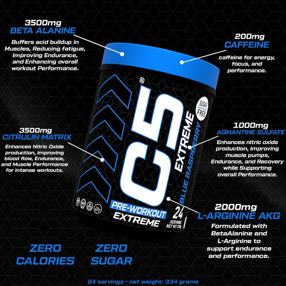 C5 Extreme Pre Workout Powder Blue Raspberry