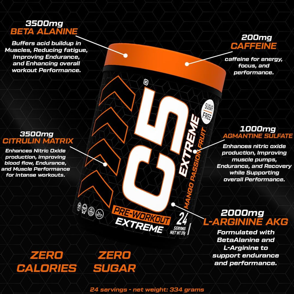 C5 Extreme Pre Workout Powder Mango Passion Fruit - Ultramade