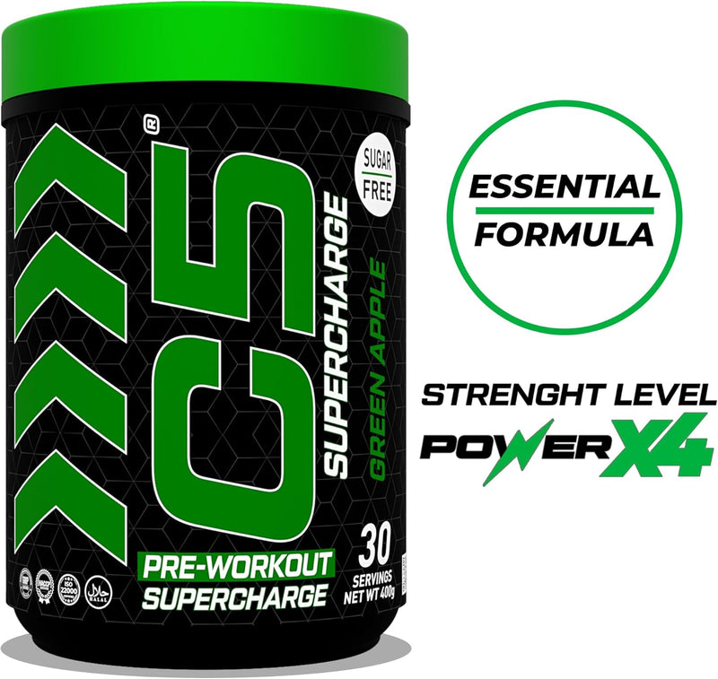 C5 Supercharge Pre Workout Powder Green Apple