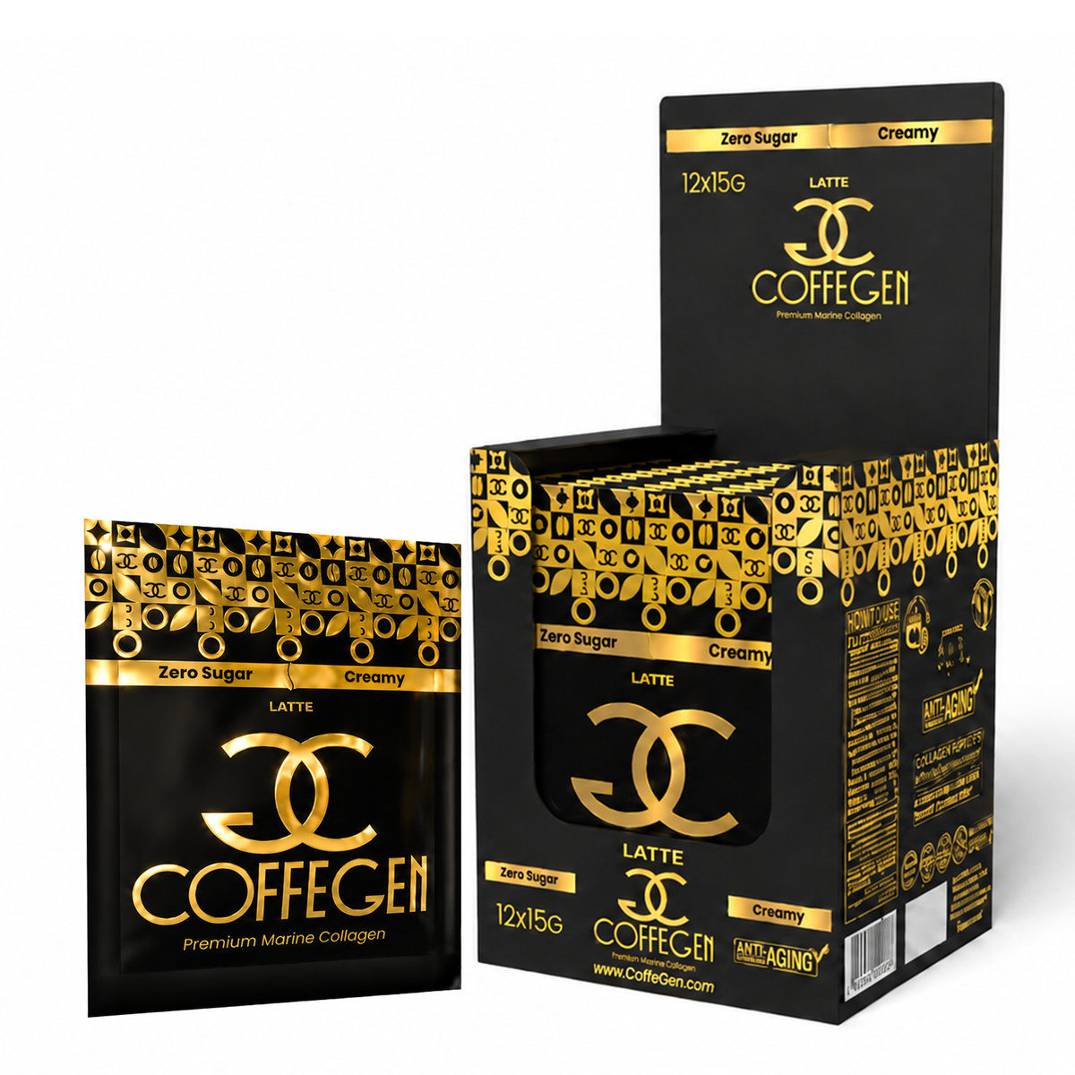 CoffeGen Latte Premium Marine Collagen Coffee - 12 x 15g sachets