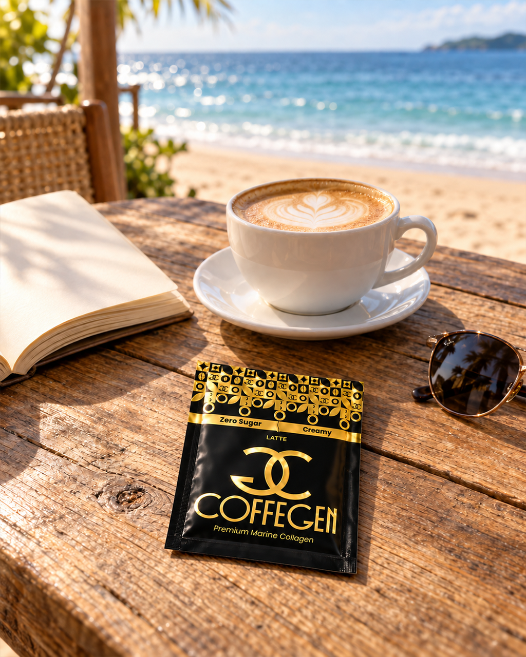 قهوة كولاجين بحري فاخرة CoffeGen لاتيه – 12 ظرفًا × 15 جم (عبوة من 12 قطعة)