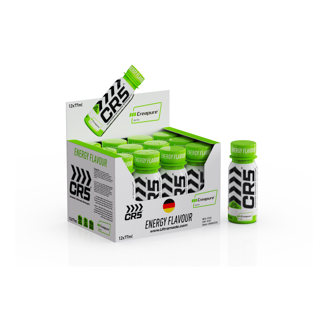 CR5® Shot Energy Flavour 77 ml – 100% Creapure® Creatine Monohydrate – Zero Sugar, Zero Calories – Pre & Post-Workout Strength & Recovery Supplement by Ultramade Nutrition - Ultramade