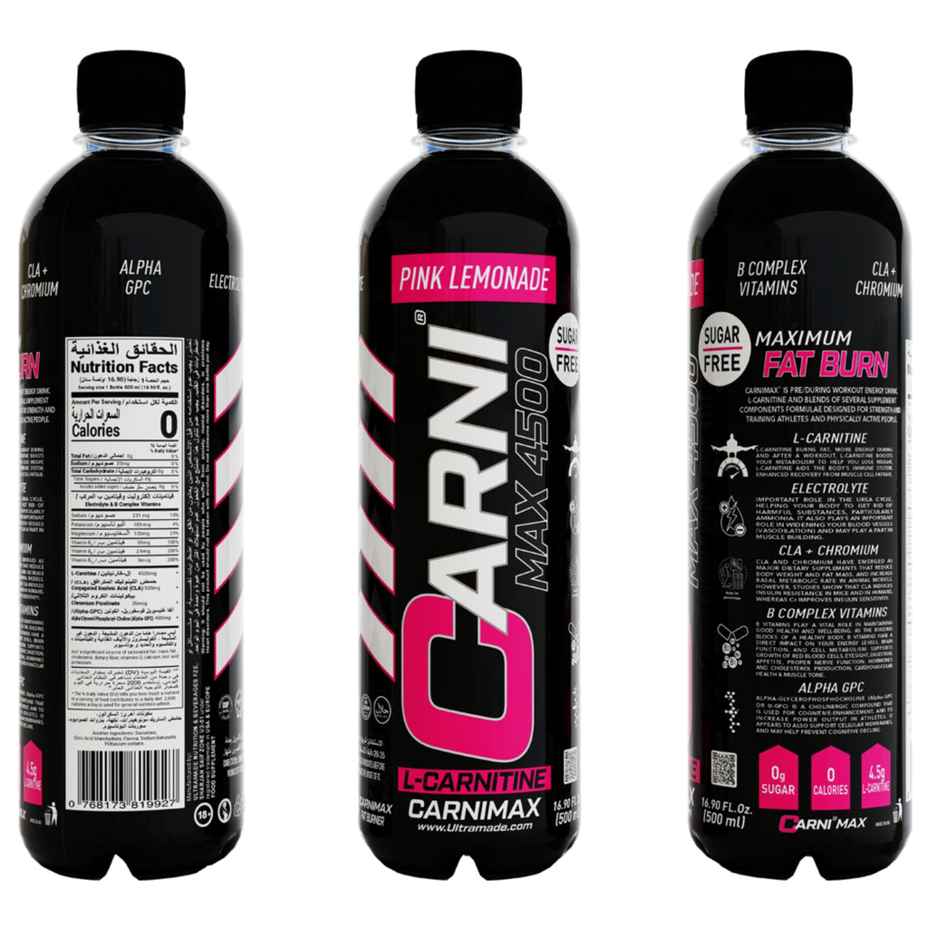 Carnimax  L-Carnitine – Pink Lemonade– 0g Sugar, 4500mg L-Carnitine - Ultramade