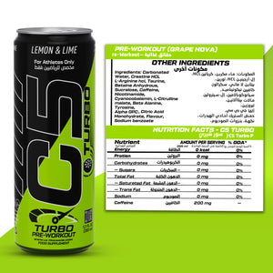 C5 Turbo Pre-Workout Drink – Lemon & Lime – 355 ml | 200 mg Caffeine