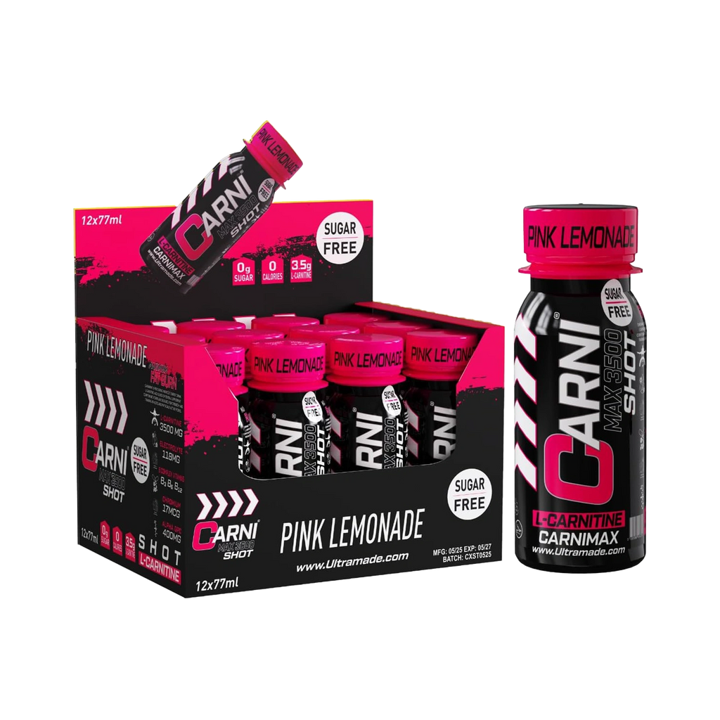 Carni Shot L-Carnitine Sugar-Free Pink Lemonade Pack of 12 - Ultramade