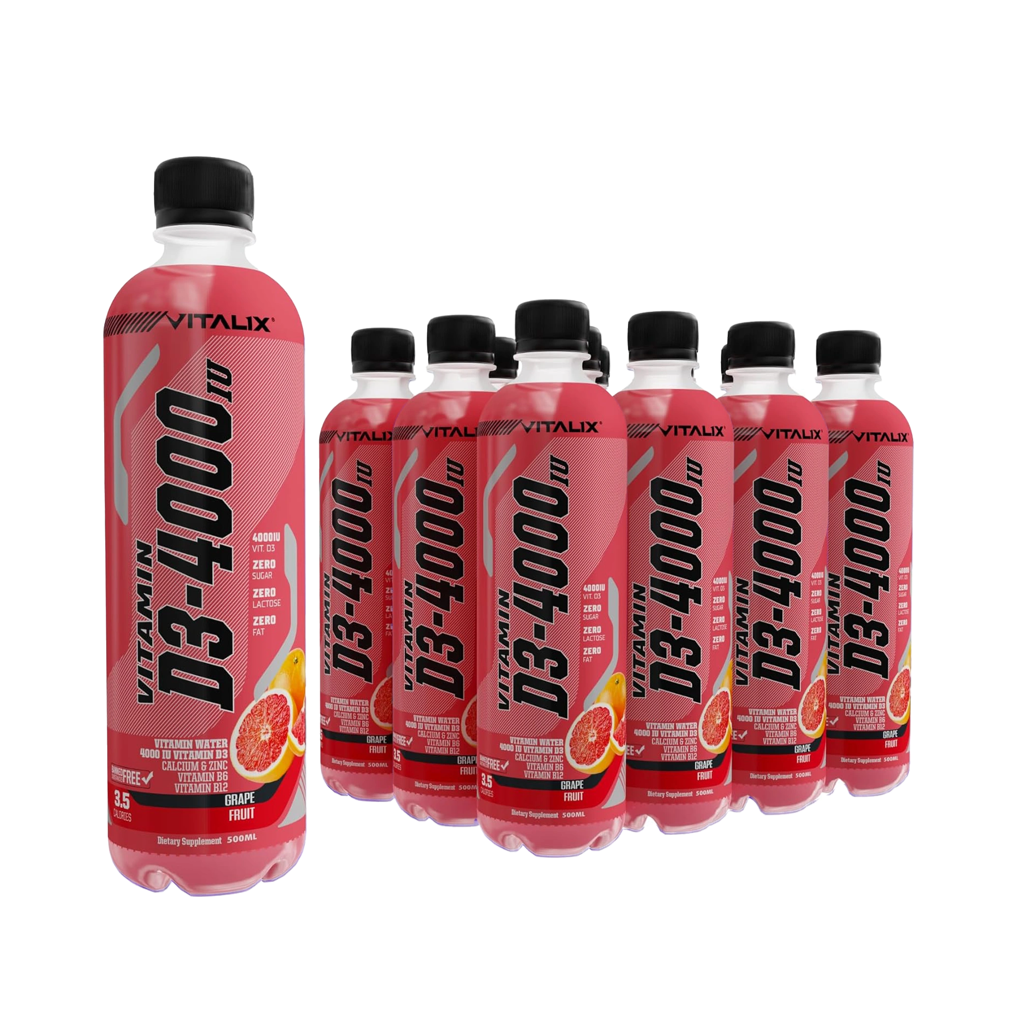 Vitamin D3-4000 Vitamin Water, Zero Sugar - Grapefruit
